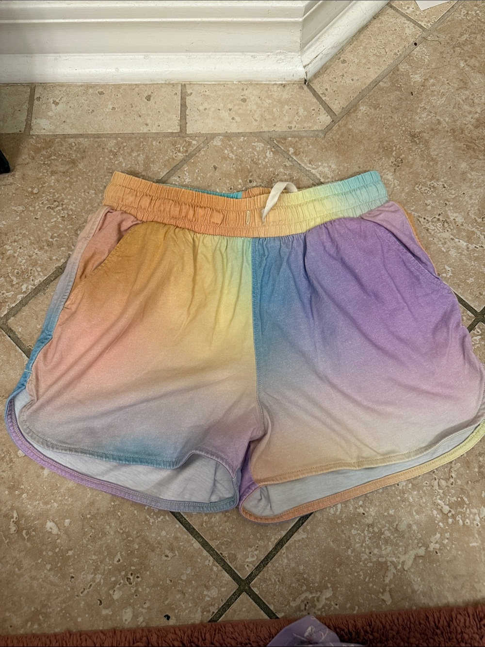 Tea Collection girls Tie-Dye Pastel Rainbow Lounge Shorts